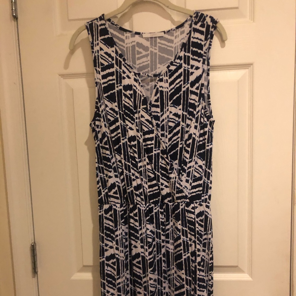 Blue and white printed dress
